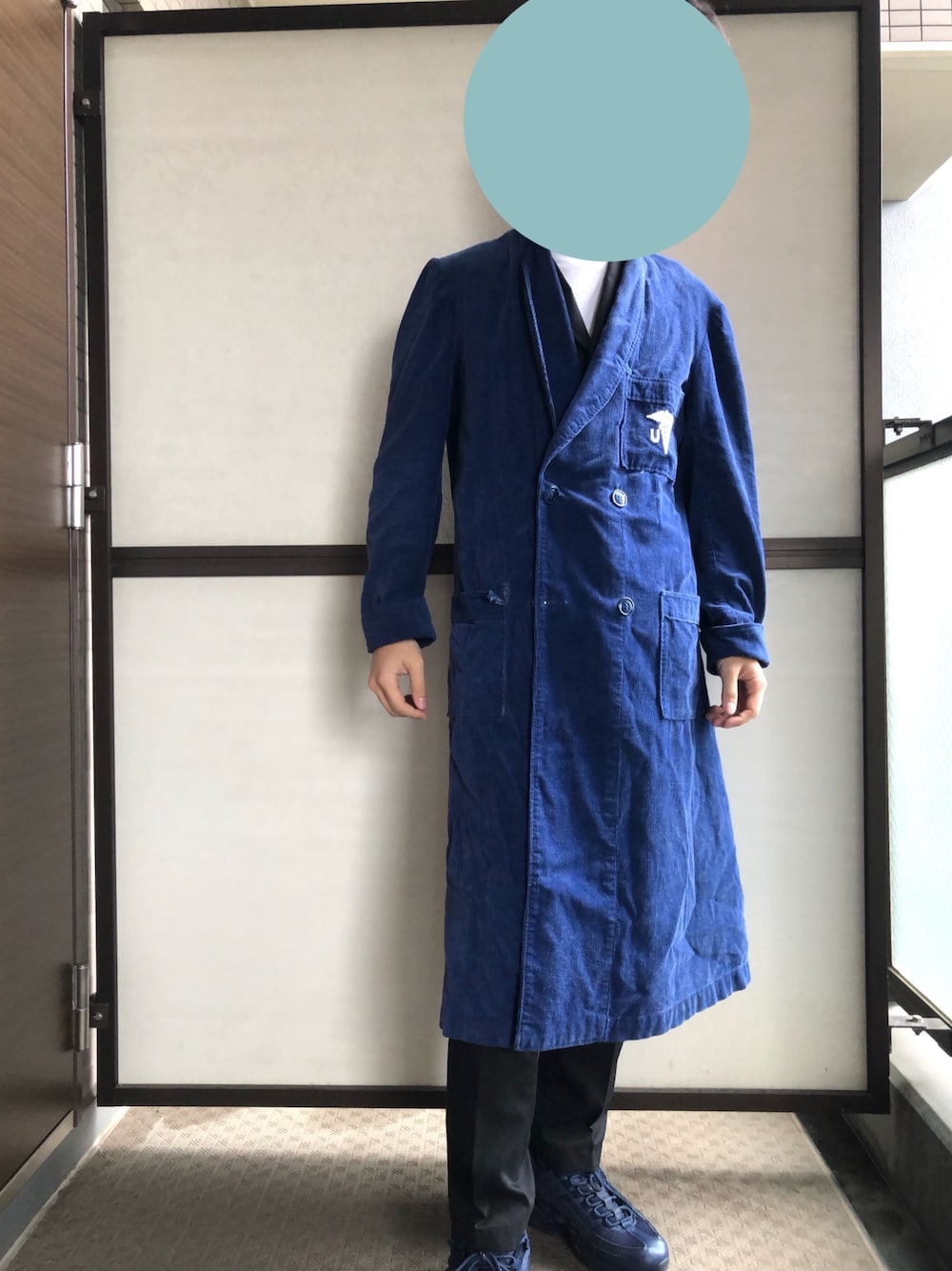 「シンプル、おしゃれさんと繋がりたい、秋のコーデ、休日スタイル、古着MIX、USNAVY、vintage」｜「VINTAGEのアイテム（その他アウター、ブルー系）」を使った、Yokogoshiさん（メンズ・172cm）の秋コーディネートの1枚目の写真