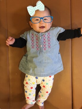 「Carter's（カーターズ）のアイテム（チュニック）」を使った、aob373728さん（キッズ・60cm）の春コーディネート
