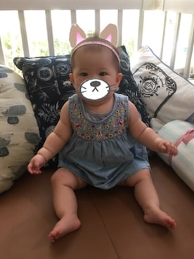 「GAP（ギャップ）のアイテム（チュニック）」を使った、aob373728さん（キッズ・60cm）の夏コーディネート