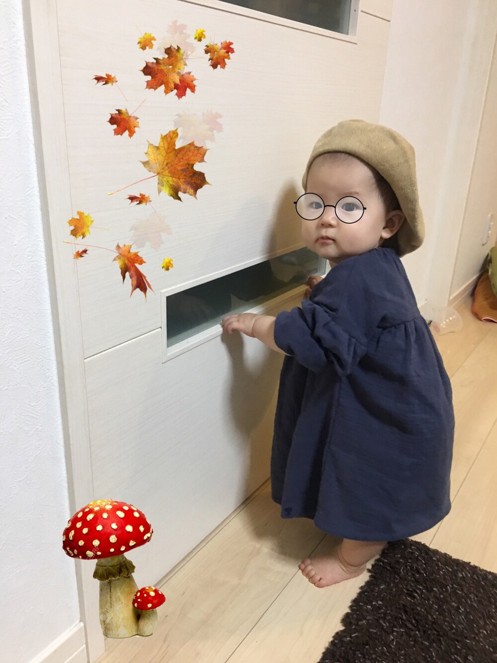 「9ヶ月、０歳、0歳9ヶ月、ベビーコーデ、ベビー」｜「Birthdayのアイテム（ワンピース、グレー系）」を使った、aob373728さん（キッズ・70cm）の夏コーディネートの1枚目の写真