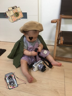 「9ヶ月」｜「アイテム（ハンチング/ベレー帽）」を使った、aob373728さん（キッズ・70cm）の秋コーディネート