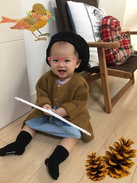 「GAP（ギャップ）のアイテム（チュニック）」を使った、aob373728さん（キッズ・70cm）の秋コーディネート