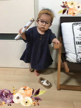 「9ヶ月」｜「アイテム（シューズ）」を使った、aob373728さん（キッズ・70cm）の秋コーディネート