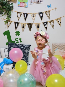 「アイテム（ヘアバンド）」を使った、aob373728さん（キッズ・70cm）の秋コーディネート