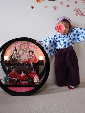「1歳3ヶ月」｜「アイテム（浴衣）」を使った、aob373728さん（キッズ・70cm）の春コーディネート