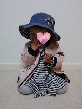 「1歳3ヶ月」｜「アイテム（ブルゾン）」を使った、aob373728さん（キッズ・70cm）の春コーディネート