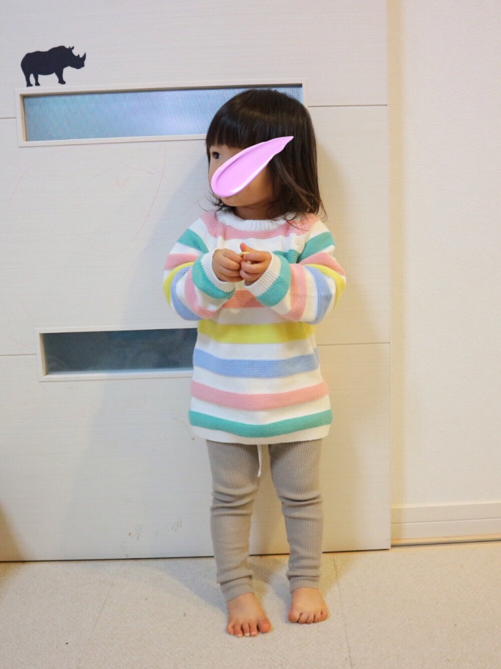 「2歳、2歳3ヶ月、H&M、春色」｜「H&Mのアイテム（ニット/セーター、その他）」を使った、aob373728さん（キッズ・90cm）の春コーディネートの1枚目の写真