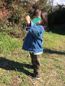 「2歳3ヶ月」｜「アイテム（デニムジャケット）」を使った、aob373728さん（キッズ・90cm）の春コーディネート