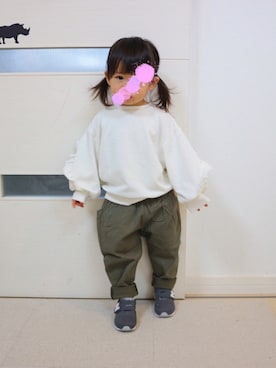 「2歳3ヶ月」｜「アイテム（スウェット）」を使った、aob373728さん（キッズ・90cm）の春コーディネート
