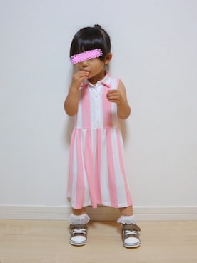「H&M（エイチ・アンド・エム）のアイテム（ワンピース/ドレス）」を使った、aob373728さん（キッズ・74cm）の夏コーディネート