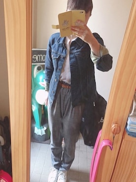 「Honeys」｜「アイテム（デニムジャケット）」を使った、けろけろ🐸さん（レディース・158cm）の春コーディネート