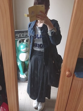 「Honeys」｜「アイテム（デニムジャケット）」を使った、けろけろ🐸さん（レディース・156cm）の春コーディネート