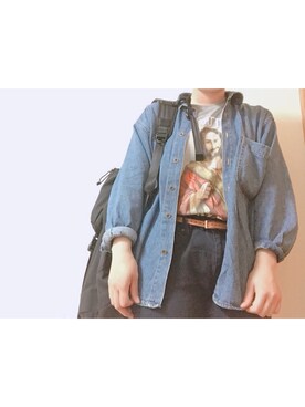 「Honeys」｜「アイテム（デニムジャケット）」を使った、けろけろ🐸さん（レディース・156cm）の春コーディネート