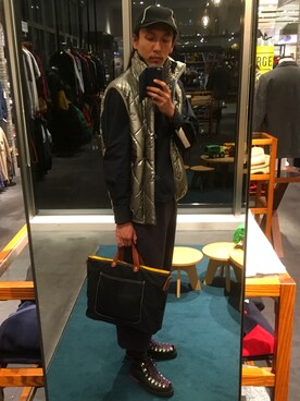 「UNIVERSAL LANGUAGE（ユニバーサルランゲージ）のアイテム（トップス）」を使った、Ransei さん（メンズ・181cm）の冬コーディネート