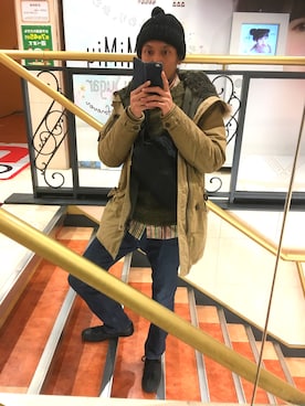 「Paul Smith（ポールスミス）のアイテム（ニットキャップ/ビーニー）」を使った、Ransei さん（メンズ・181cm）の冬コーディネート