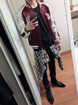「UP START（アップスタート）のアイテム（ジャケット/アウター）」を使った、Elvisさん（メンズ・178cm）の冬コーディネート