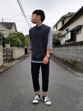 「zozoデニム」｜「アイテム（腕時計）」を使った、rai.さん（メンズ・160cm）の秋コーディネート