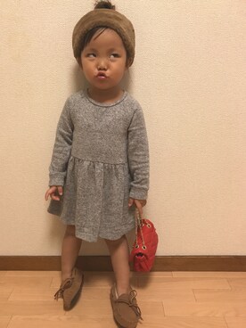 「no brand（ノーブランド）のアイテム（モカシン/デッキシューズ）」を使った、himariさん（キッズ・90cm）の秋コーディネート