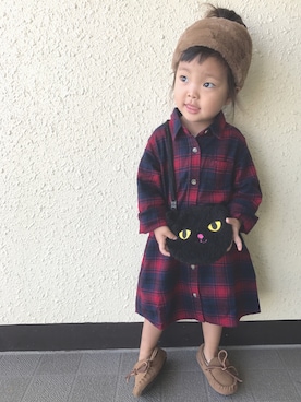 「アイテム（シャツワンピース）」を使った、himariさん（キッズ・90cm）の秋コーディネート