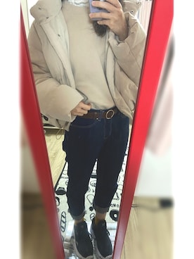 「adidasスニーカー」｜「アイテム（アクセサリー）」を使った、natsukiさん（レディース・160cm）の冬コーディネート