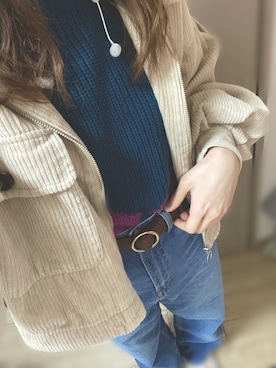 「LOWRYS FARM（ローリーズファーム）のCONEハイライズワイドデニム　800874（デニムパンツ）」を使った、natsukiさん（レディース・160cm）の春コーディネート