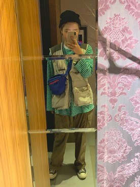 「PULL&BEAR（プルアンドベア）のアイテム（帽子）」を使った、( '༥'  )ŧ‹”ŧ‹”さん（レディース・162cm）の春コーディネート