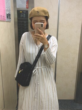「アイテム（ハンチング/ベレー帽、ゴールド系）」を使った、( '༥'  )ŧ‹”ŧ‹”さん（レディース・162cm）の秋コーディネート