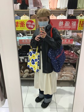 「アイテム（ハンチング/ベレー帽、ゴールド系）」を使った、( '༥'  )ŧ‹”ŧ‹”さん（レディース・162cm）の冬コーディネート