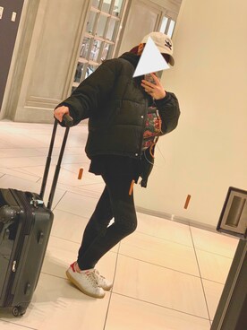 「韓国好きな人と繋がりたい」｜「アイテム（ダウンジャケット/コート）」を使った、모에さん（レディース・153cm）の冬コーディネート