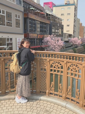 「韓国好きな人と繋がりたい」｜「アイテム（その他アウター）」を使った、모에さん（レディース・153cm）の春コーディネート