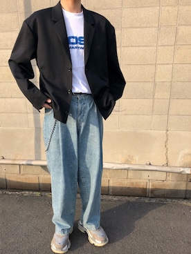 「doublet（ダブレット）のアイテム（テーラードジャケット）」を使った、にしやんさん（メンズ・175cm）の春コーディネート
