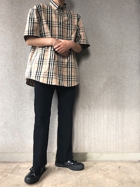 「ALLEGE（アレッジ）のアイテム（スラックス）」を使った、にしやんさん（メンズ・175cm）の夏コーディネート