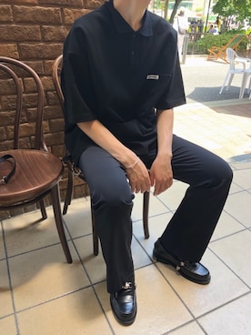 「ALLEGE（アレッジ）のアイテム（スラックス）」を使った、にしやんさん（メンズ・175cm）の夏コーディネート