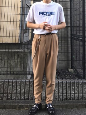 「MR.GENTLEMAN（ミスタージェントルマン）のアイテム（スラックス）」を使った、にしやんさん（メンズ・175cm）の夏コーディネート