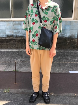 「MR.GENTLEMAN（ミスタージェントルマン）のアイテム（スラックス）」を使った、にしやんさん（メンズ・175cm）の夏コーディネート