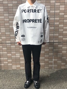 「ALLEGE（アレッジ）のアイテム（スラックス）」を使った、にしやんさん（メンズ・175cm）の秋コーディネート