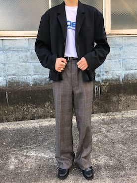 「doublet（ダブレット）のアイテム（テーラードジャケット）」を使った、にしやんさん（メンズ・175cm）の秋コーディネート