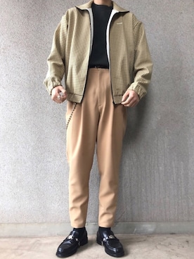 「MR.GENTLEMAN（ミスタージェントルマン）のアイテム（スラックス）」を使った、にしやんさん（メンズ・175cm）の冬コーディネート
