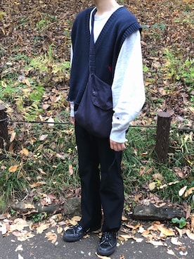 「doublet（ダブレット）のアイテム（ベスト）」を使った、にしやんさん（メンズ・175cm）の冬コーディネート