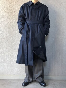 「ワイドスラックス」｜「アイテム（トレンチコート）」を使った、にしやんさん（メンズ・175cm）の冬コーディネート