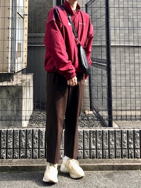 「Gosha Rubchinskiy（ゴーシャラブチンスキー）のアイテム（ジャケット/アウター）」を使った、にしやんさん（メンズ・175cm）の冬コーディネート