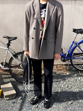「ALLEGE（アレッジ）のアイテム（ジャケット/アウター）」を使った、にしやんさん（メンズ・175cm）の春コーディネート