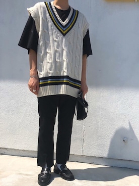 「shiyoh」｜「アイテム（スリッポン）」を使った、にしやんさん（メンズ・175cm）の夏コーディネート