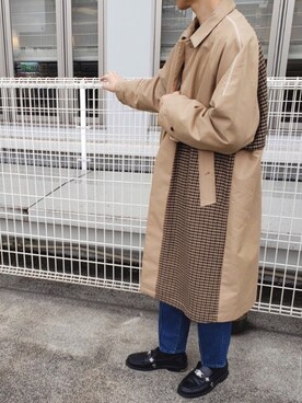 「アイテム（ステンカラーコート）」を使った、にしやんさん（メンズ・175cm・20代）の夏コーディネート