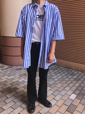 「ALLEGE（アレッジ）のアイテム（スラックス）」を使った、にしやんさん（メンズ・175cm）の秋コーディネート