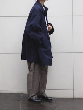 「アイテム（ステンカラーコート）」を使った、にしやんさん（メンズ・175cm・20代）の冬コーディネート