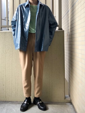 「MR.GENTLEMAN（ミスタージェントルマン）のアイテム（スラックス）」を使った、にしやんさん（メンズ・175cm）の春コーディネート