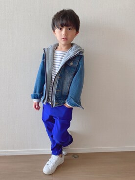 「Moujonjon（ムージョンジョン）のアイテム（パンツ）」を使った、ゆうとさん（キッズ・110cm）の冬コーディネート