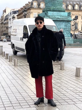 「Maison Margiela（メゾンマルジェラ）のアイテム（ブーツ）」を使った、CREO STOREさん（メンズ・175cm）の冬コーディネート