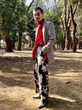 「ゆるコーデ」｜「アイテム（テーラードジャケット、その他）」を使った、CREO STOREさん（メンズ・175cm）の冬コーディネート